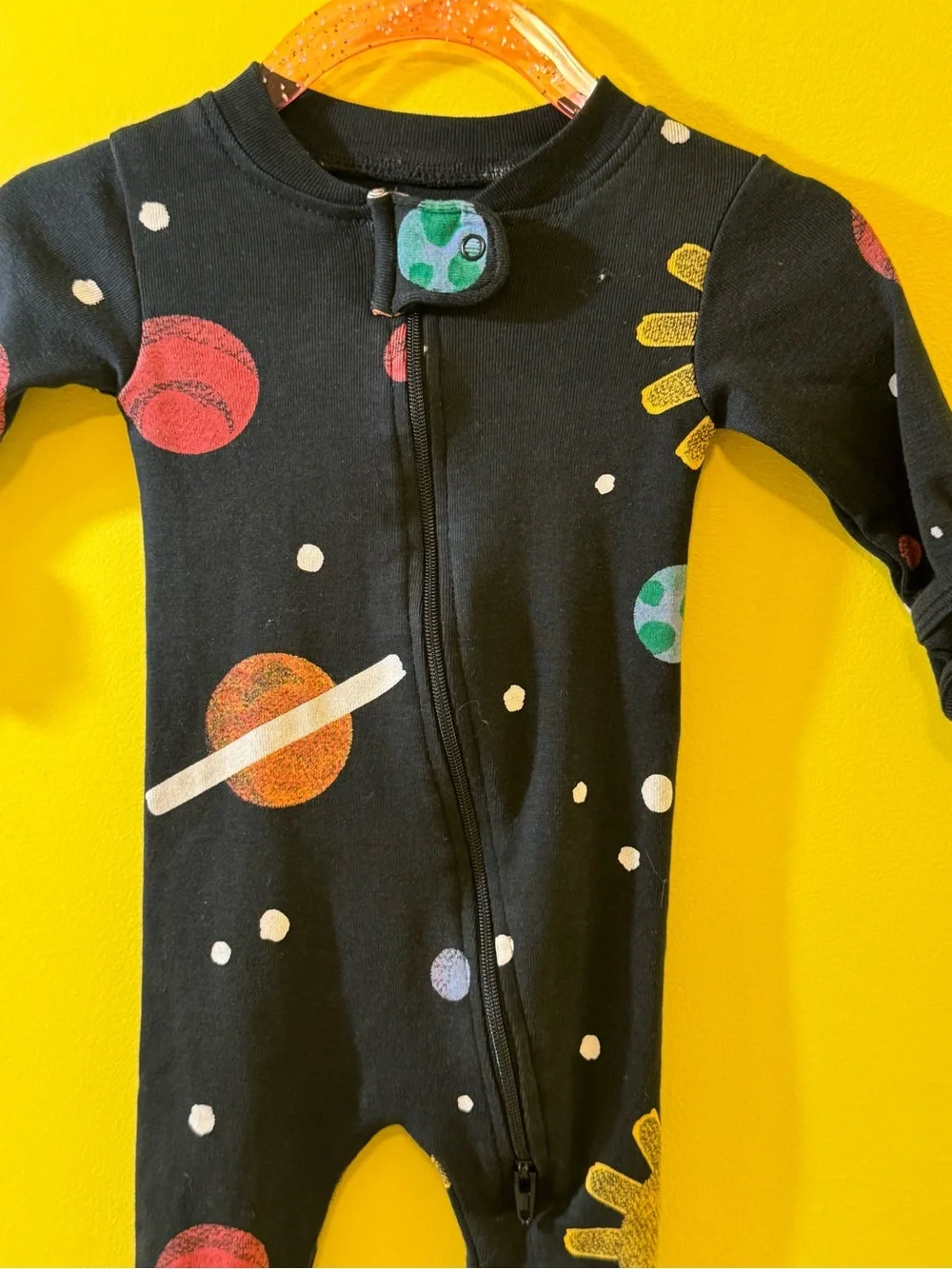 +NWOT Monica + Andy Space Planets Zip Sleeper Coverall Black Baby Newborn